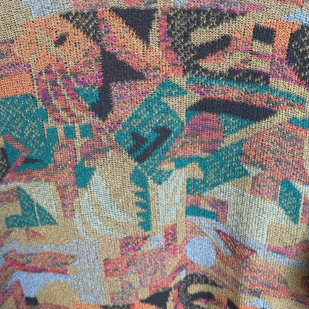 Vintage Italian made sweater colorful geometric Cosby vibes 80s 90s artsy M/L - Picture 5 of 11